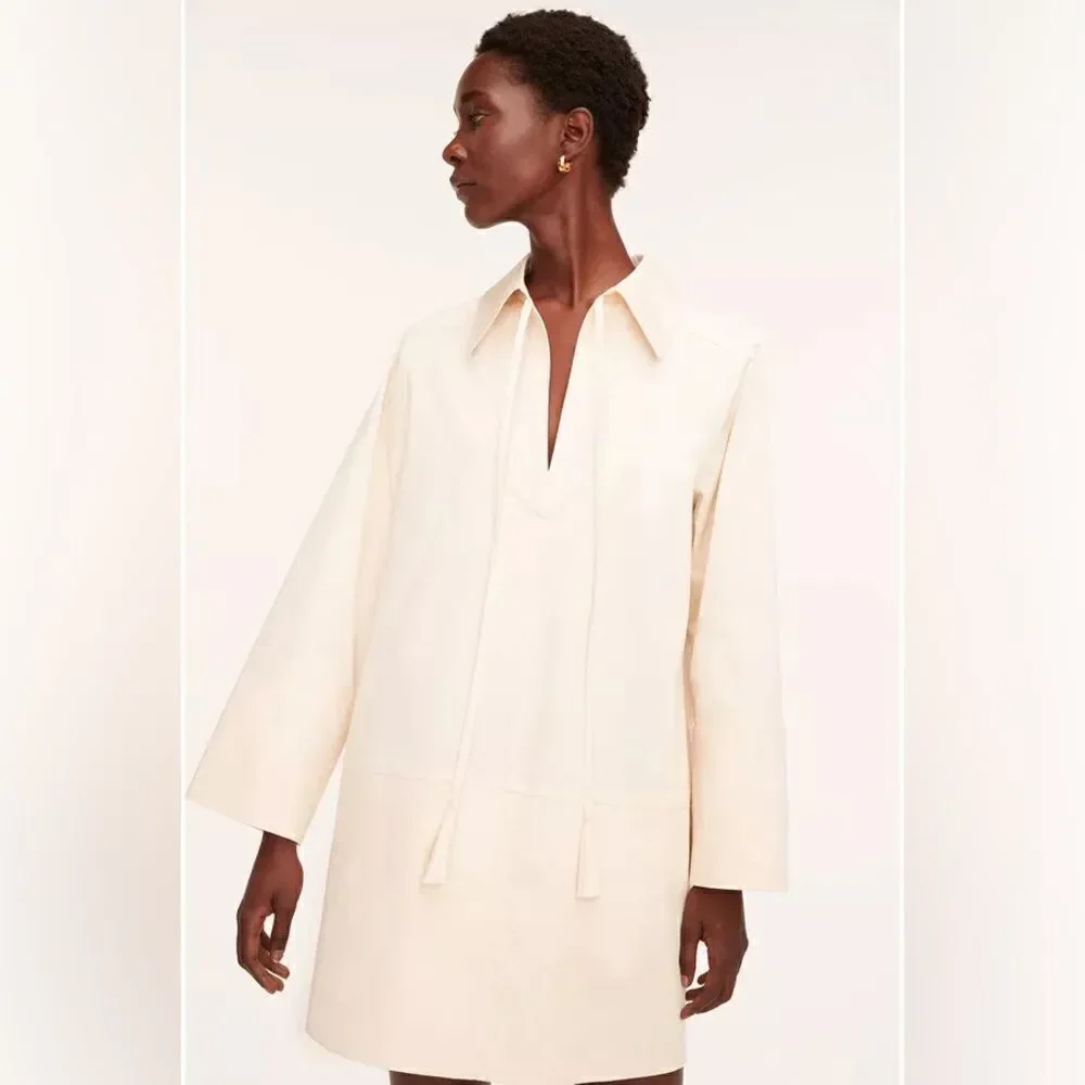 NWT Rebecca Taylor Heavy Cotton Shirt Dress in Cream Size Medium - Picture 1 of 7